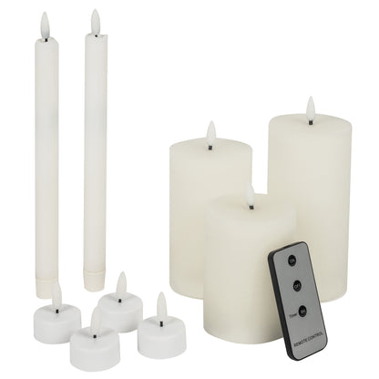 Set de bougies | 9 pièces | Cire véritable | LED blanc chaud
