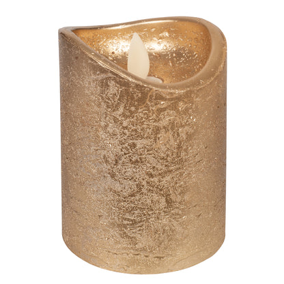 LED-Echtwachs-Stumpenkerze | Gold | Twinkle Flame