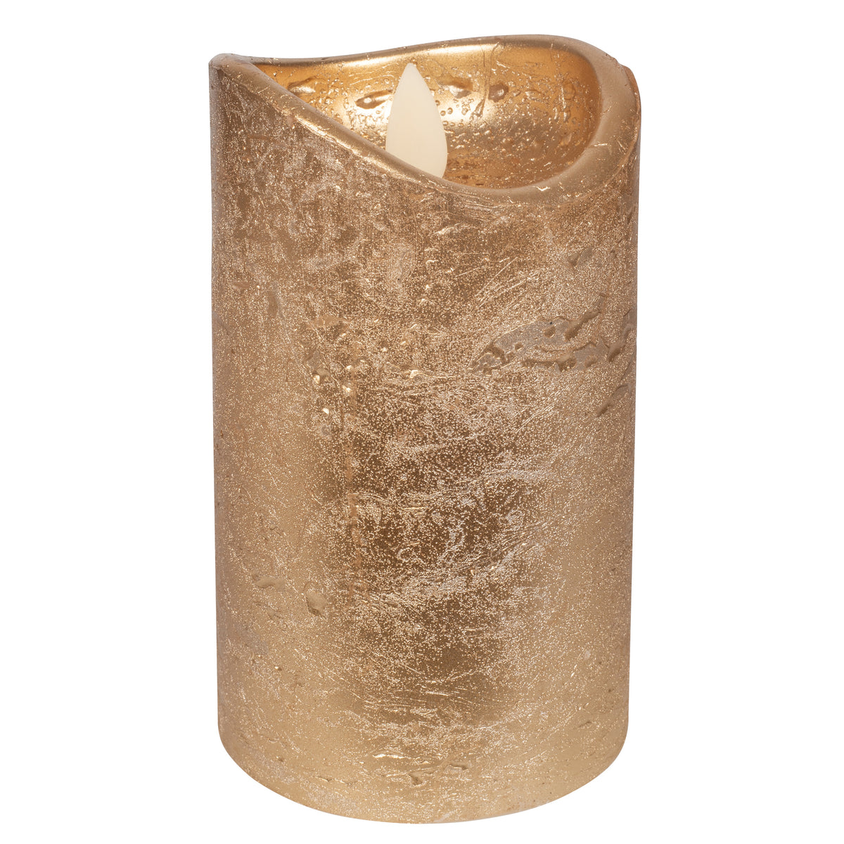 LED-Echtwachs-Stumpenkerze | Gold | Twinkle Flame