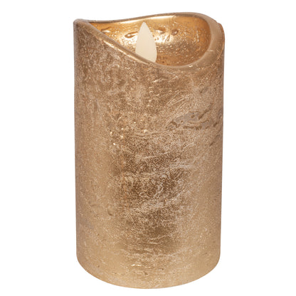 LED-Echtwachs-Stumpenkerze | Gold | Twinkle Flame