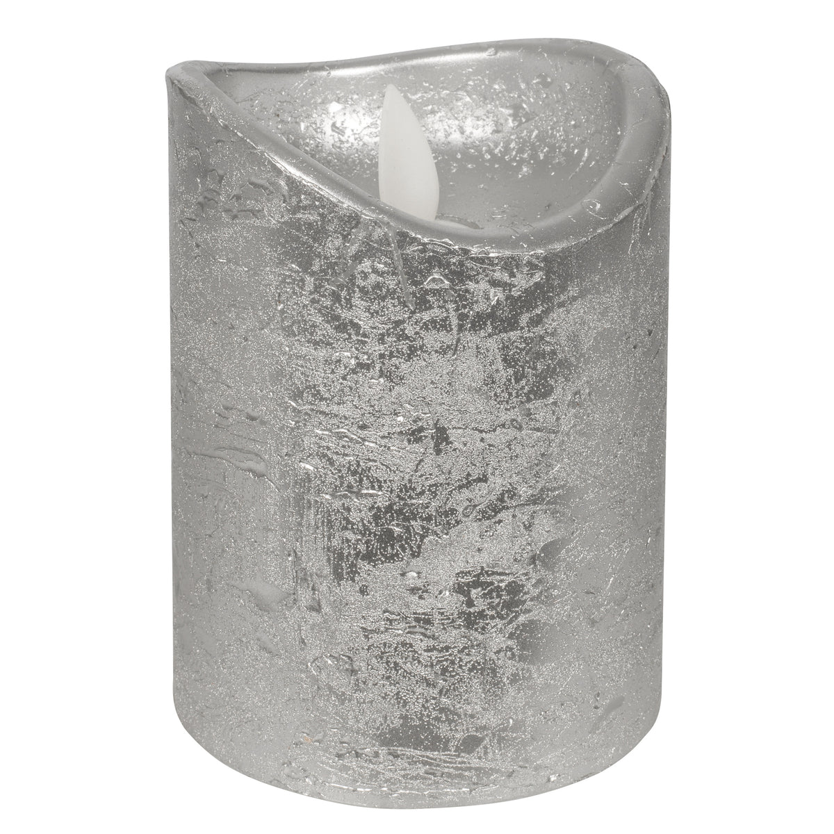 LED-Echtwachs-Stumpenkerze | Silber | Twinkle Flame