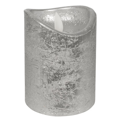 LED-Echtwachs-Stumpenkerze | Silber | Twinkle Flame