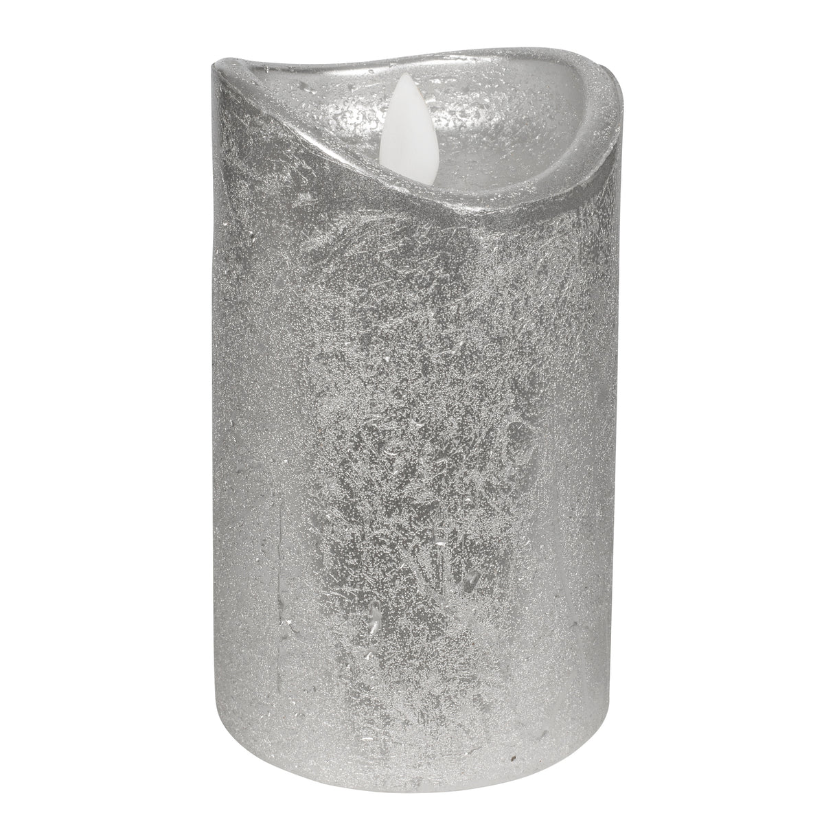 LED-Echtwachs-Stumpenkerze | Silber | Twinkle Flame