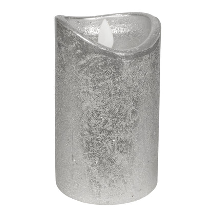 LED-Echtwachs-Stumpenkerze | Silber | Twinkle Flame