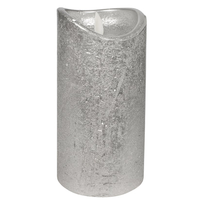 LED-Echtwachs-Stumpenkerze | Silber | Twinkle Flame