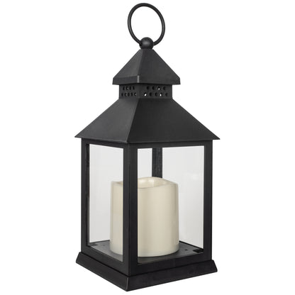 Laterne | Kunststoff schwarz | LED-Kerze warmweiß | H 230 × B 100 mm
