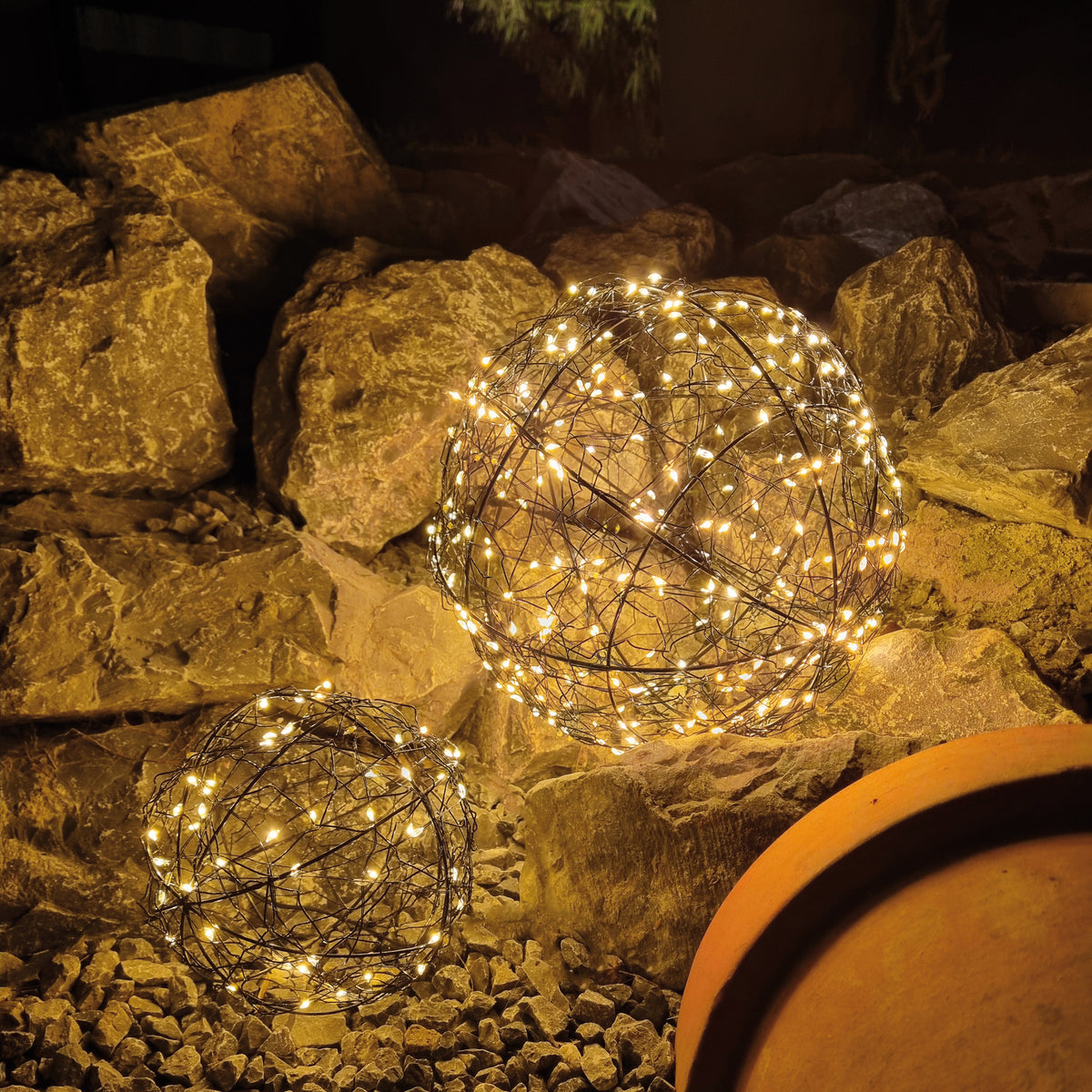 LED-Außenkugel | Warmweiß blinkend | Ø 250 oder 350 mm