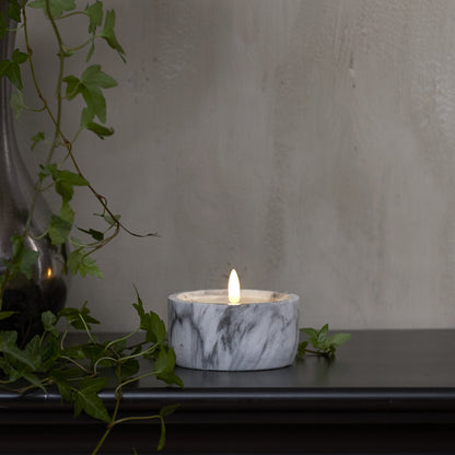 Echtwachskerze | FLAMME MARBLE | Marmorimitat | H 75 × Ø 100 mm