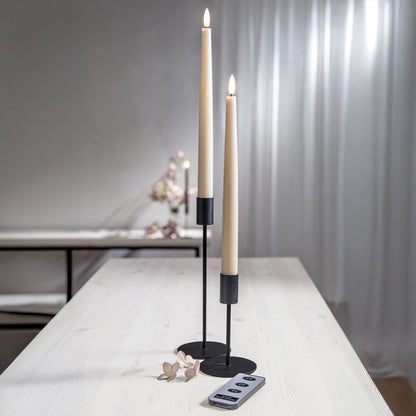 Bougie-cierge en cire véritable | FLAMME SLIM | 1 LED blanc chaud vacillante | Lot de 2