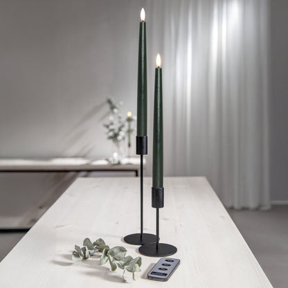 Bougie-cierge en cire véritable | FLAMME SLIM | 1 LED blanc chaud vacillante | Lot de 2