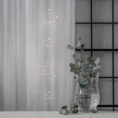 DEW DROP STARS LED-Weihnachtssterne | Silber | 4 Sterne
