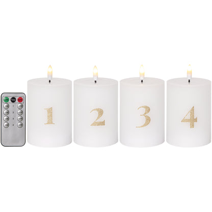 LED-Echtwachs-Adventskerzen FLAMME ADVENT | 4er-Set