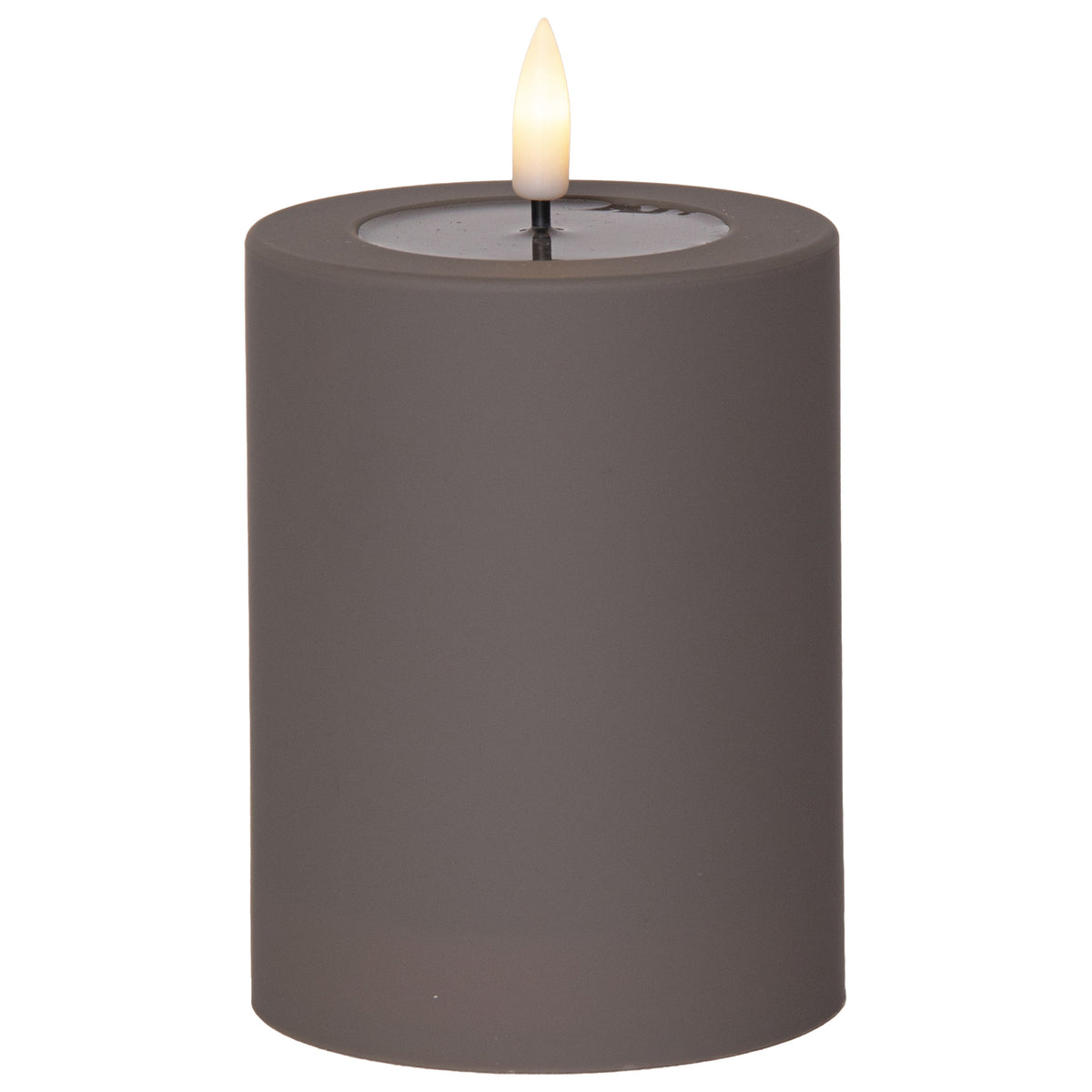 Echtwachskerze | FLAMME SOFT | Wachsspiegeleffekt | Ø 75 mm | grau