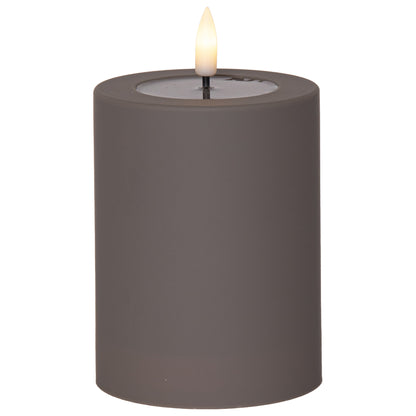 Echtwachskerze | FLAMME SOFT | Wachsspiegeleffekt | Ø 75 mm | grau