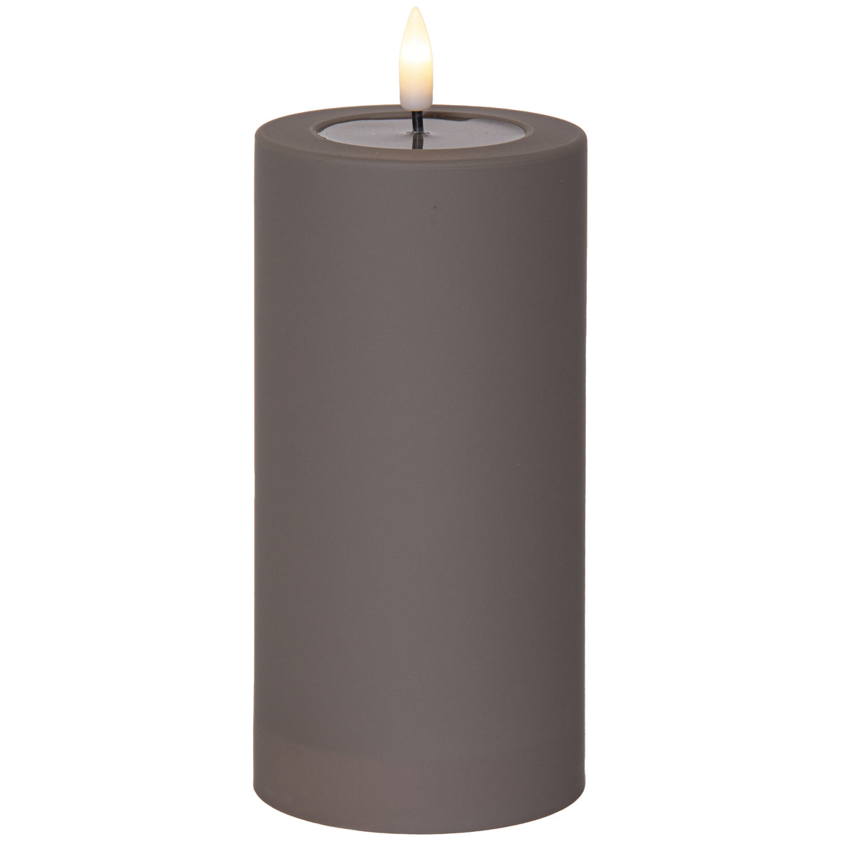 Echtwachskerze | FLAMME SOFT | Wachsspiegeleffekt | Ø 75 mm | grau
