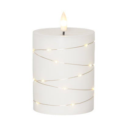Echtwachskerze | FLAMME DEW | 25 warmweiße LEDs | weiß