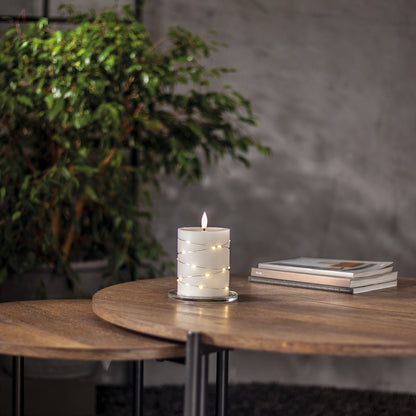 Echtwachskerze | FLAMME DEW | 25 warmweiße LEDs | weiß