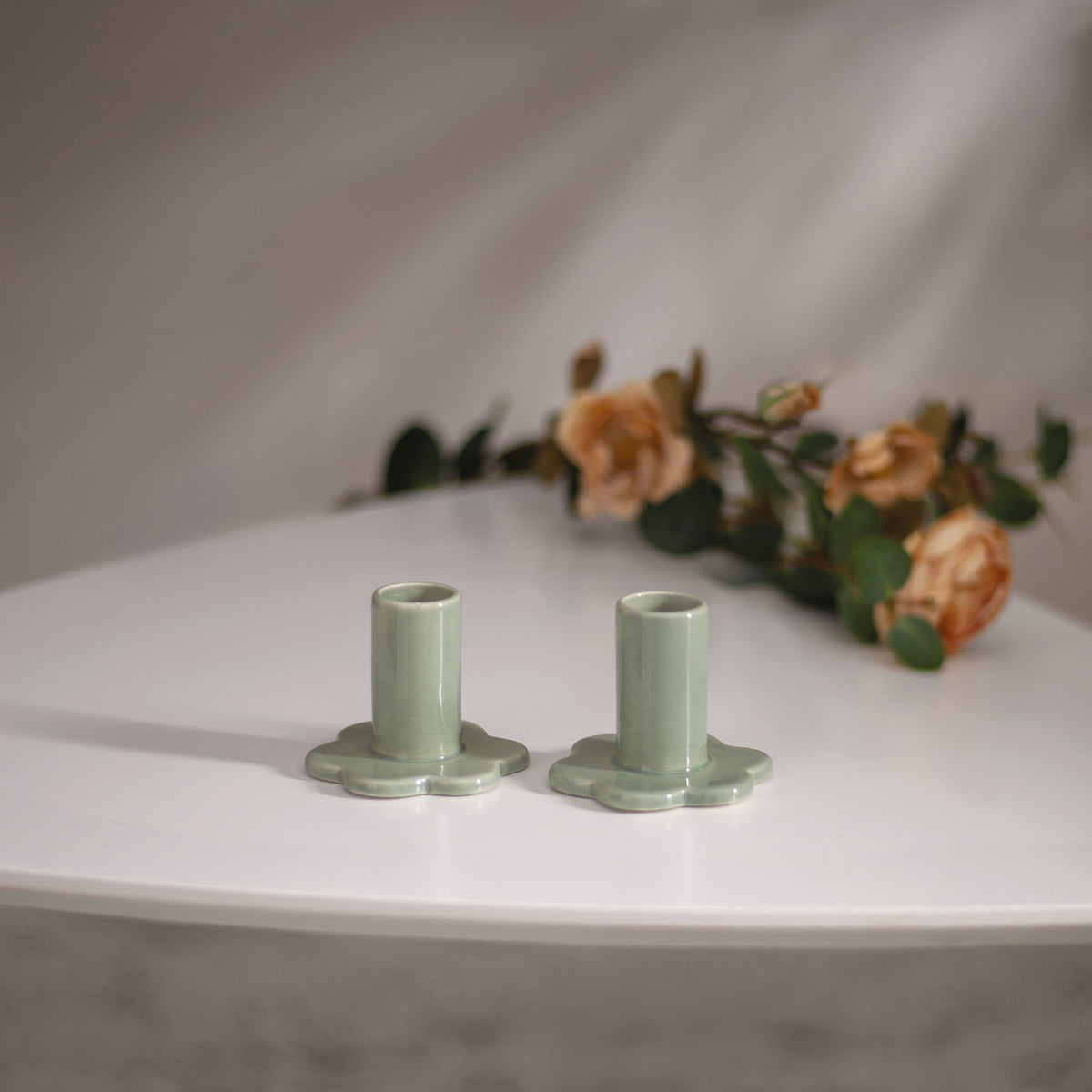 Candle holder | BLOOM | set of 2 | porcelain | for taper candles