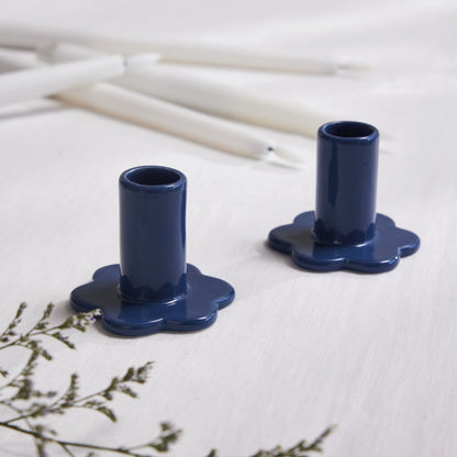 Candle holder | BLOOM | set of 2 | porcelain | for taper candles