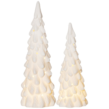 LED fir trees | VINTER | set of 2 | white/matte porcelain | warm white LEDs