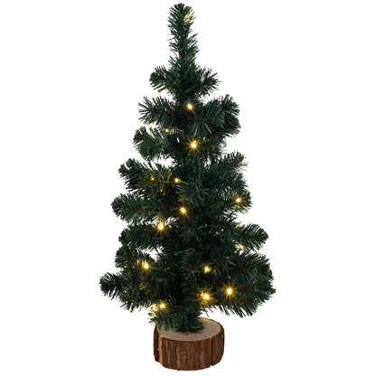 Weihnachtsbaum | Kunststoff grün | Holzfuß | warmweiße LEDs | 3 Größen