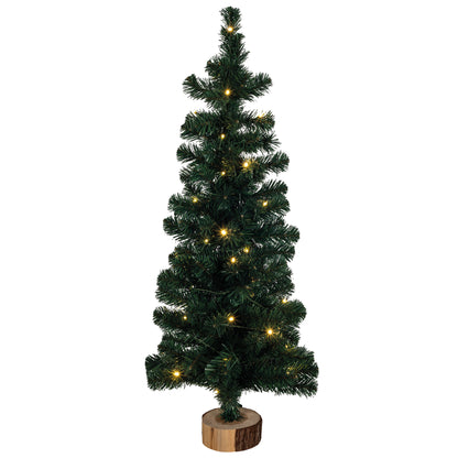 Weihnachtsbaum | Kunststoff grün | Holzfuß | warmweiße LEDs | 3 Größen