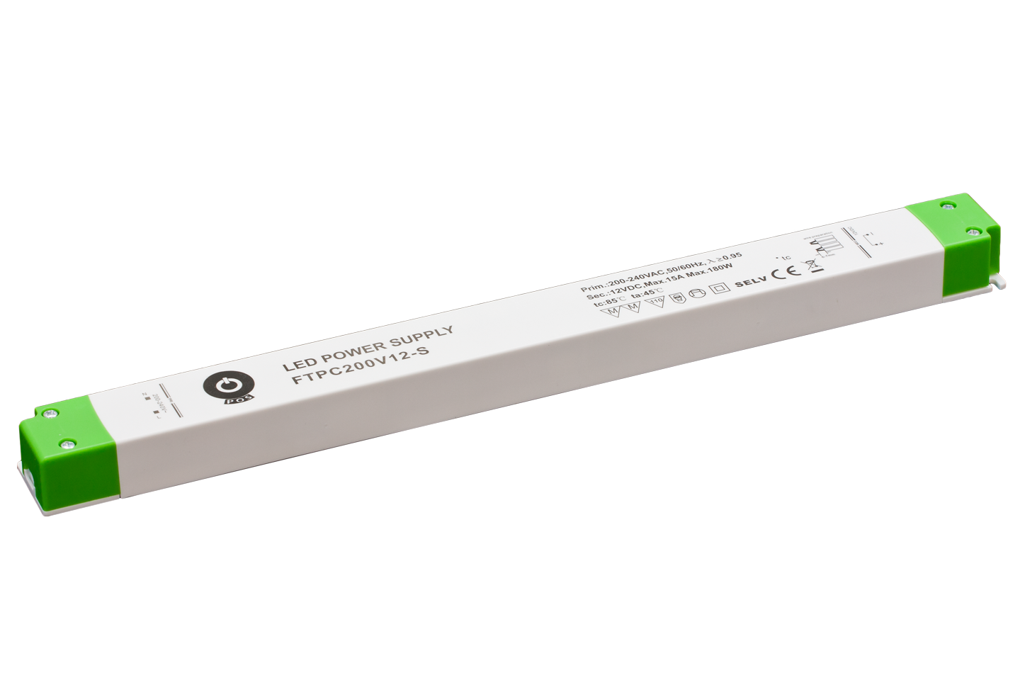 POS LED Driver 12 V / 15 A (CV),180W Slim-Gehäuse
