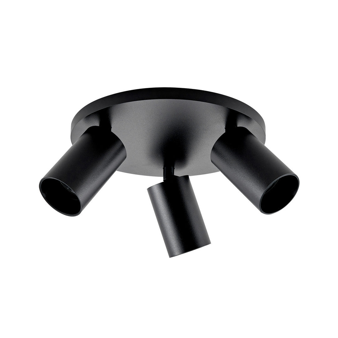 Plafonnier en saillie - Inclinable et rond, 3 ampoules GU10 de 7,5 W, noir