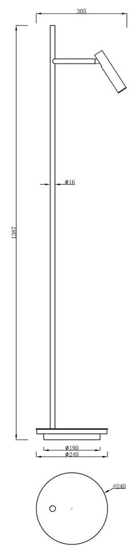 Lampadaire - Brahe, 11,5 W, 3000 K, Blanc