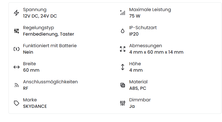 Controller für LED-Streifen Einfarbig 12-24 V SKYDANCE V1-N Kompatibel mit Taster und RF-Fernbedienung