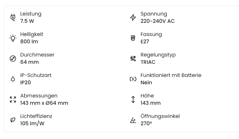 LED-Glühbirne Filament E27 7.5W 800 lm ST64 Dimmbar Chrome