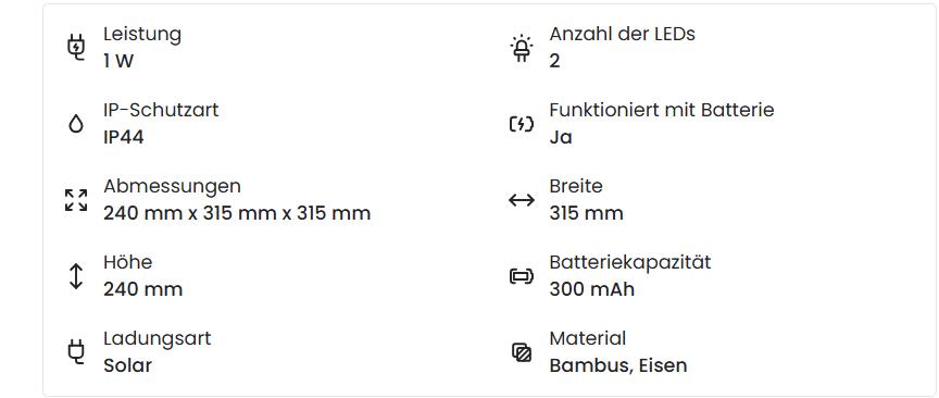 Solar-Tischleuchte Sipur aus Bambus | LED-Gartenleuchte mit natürlichem Charme