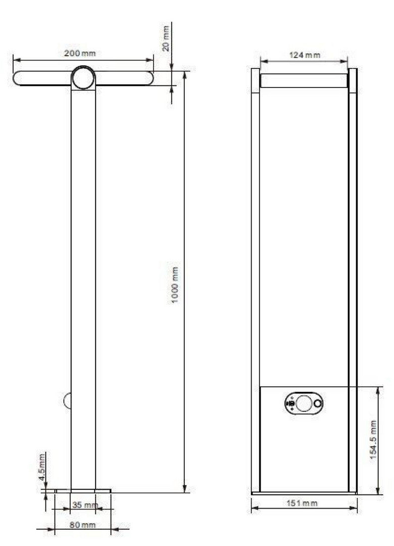 Solaraufbauleuchte - Solar Premium Motion I 1000 mm, 1,6 W, 3200 K, Grau