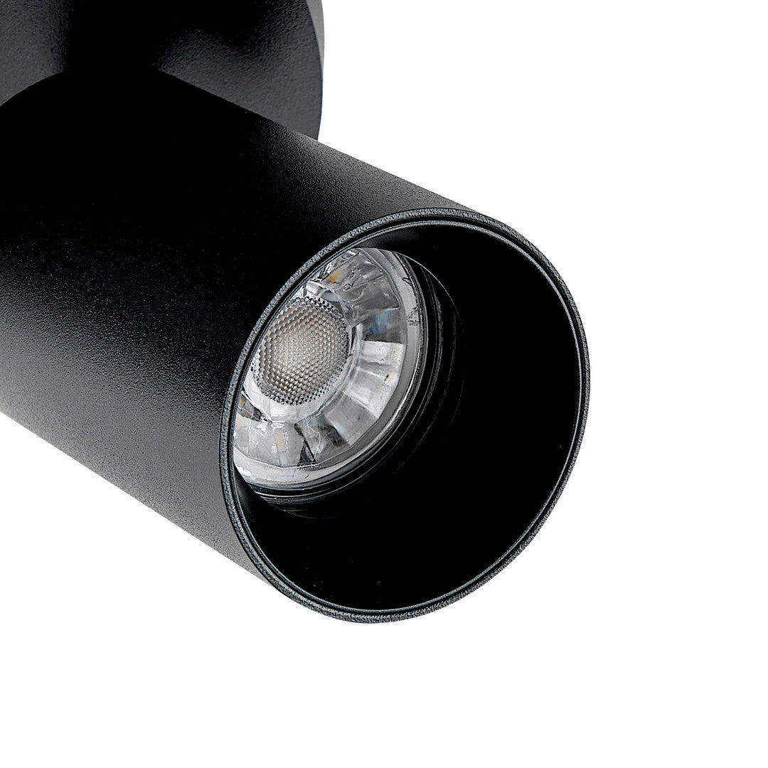 Plafonnier en saillie - Inclinable et rond, 3 ampoules GU10 de 7,5 W, noir