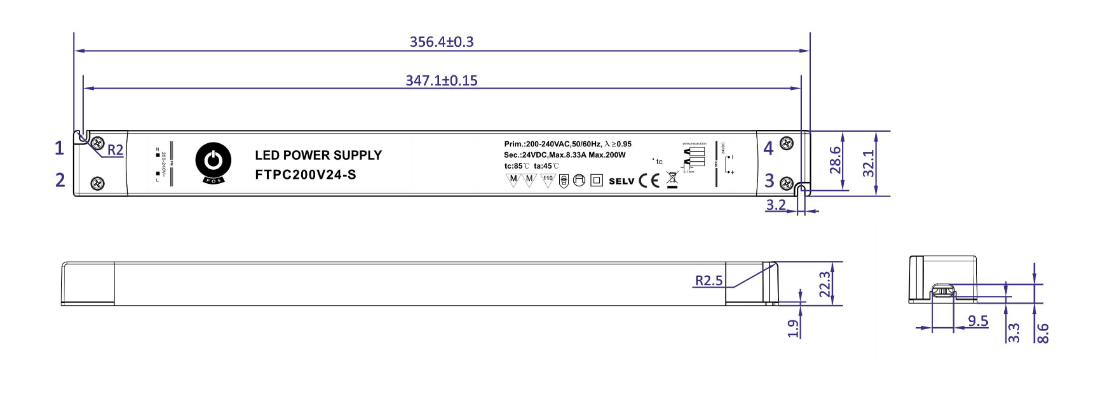 POS LED Driver 12 V / 15 A (CV),180W Slim-Gehäuse