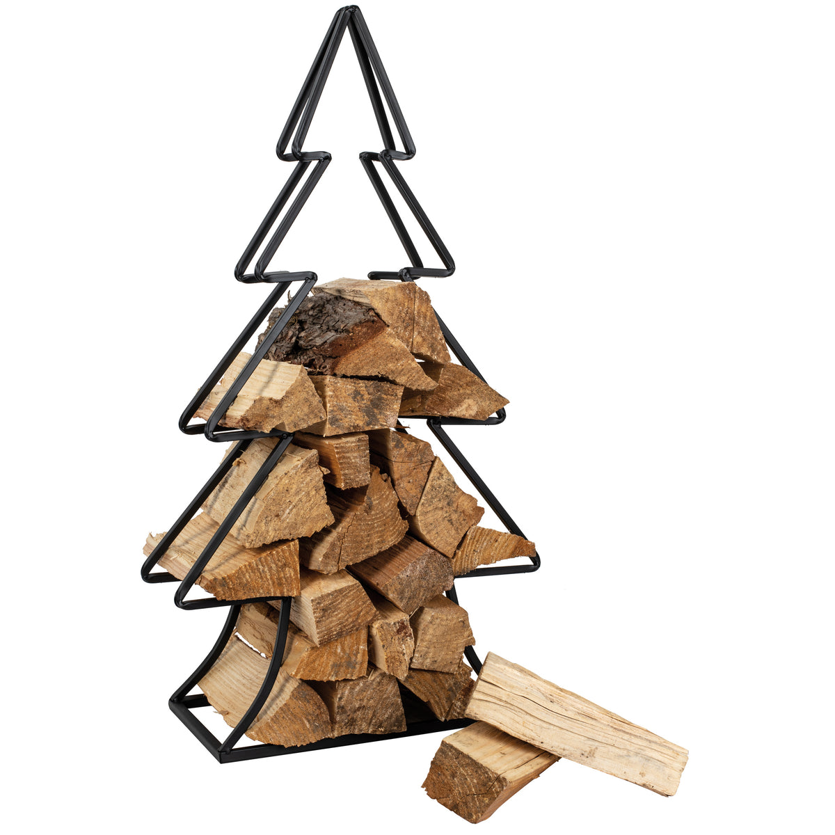 Metallgestell Tannenbaum schwarz | Holzaufbewahrung & Deko | H 900 × B 480 mm
