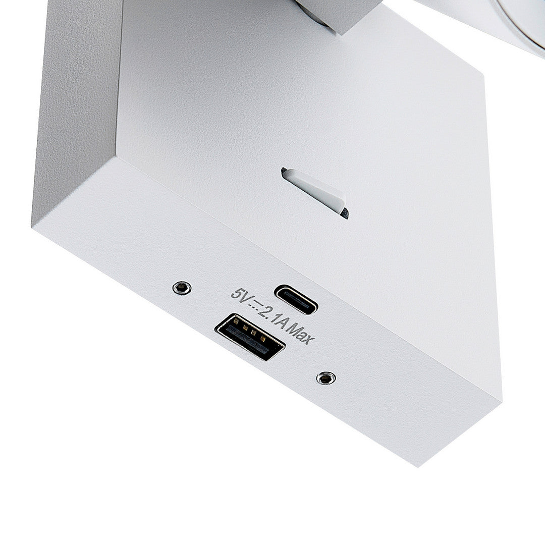 Leseleuchte - Can Tilt Square USB, 1x 7,5 W GU10, Weiß