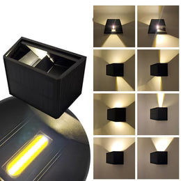 Kabellose Solar-Wandleuchte mit automatischem Sensor.