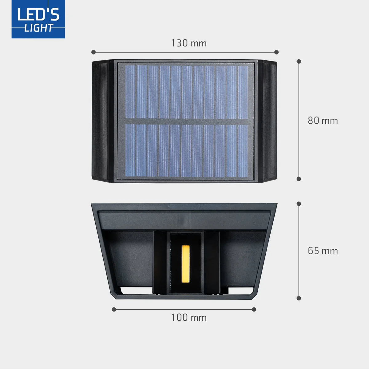 Kabellose Solar-Wandleuchte mit automatischem Sensor.