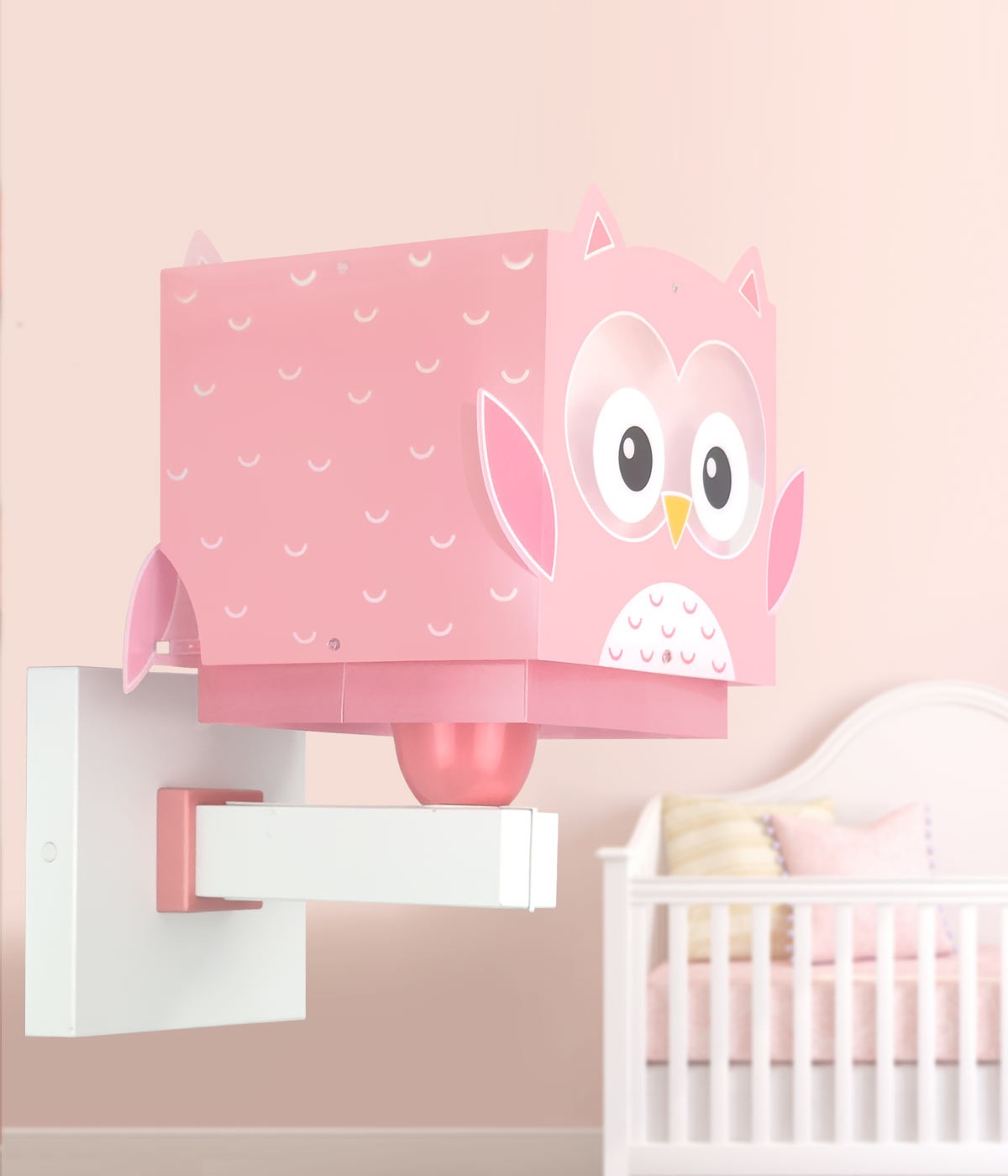 Kinder-Wandleuchte Little Pink Owl | Kleine Rosa Eule