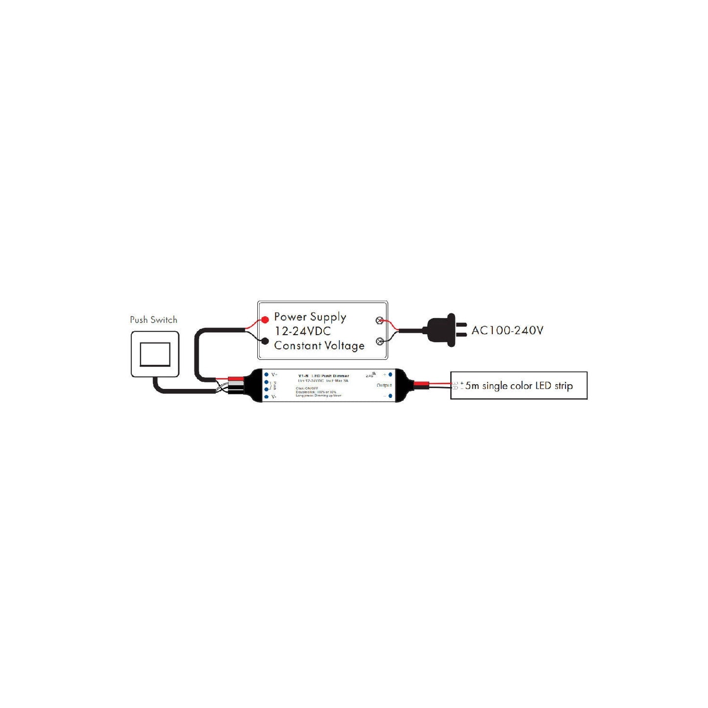 Controller für LED-Streifen Einfarbig 12-24 V SKYDANCE V1-N Kompatibel mit Taster und RF-Fernbedienung