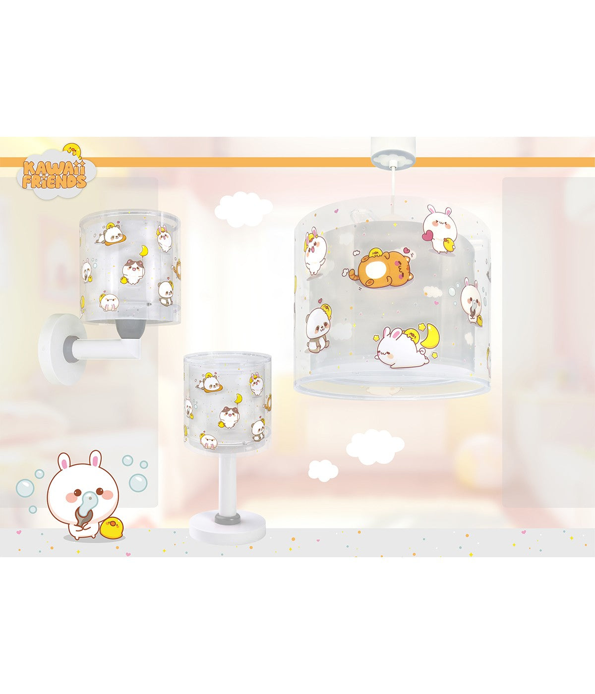 Deckenleuchte Kawaii Friends | Tiere Grau