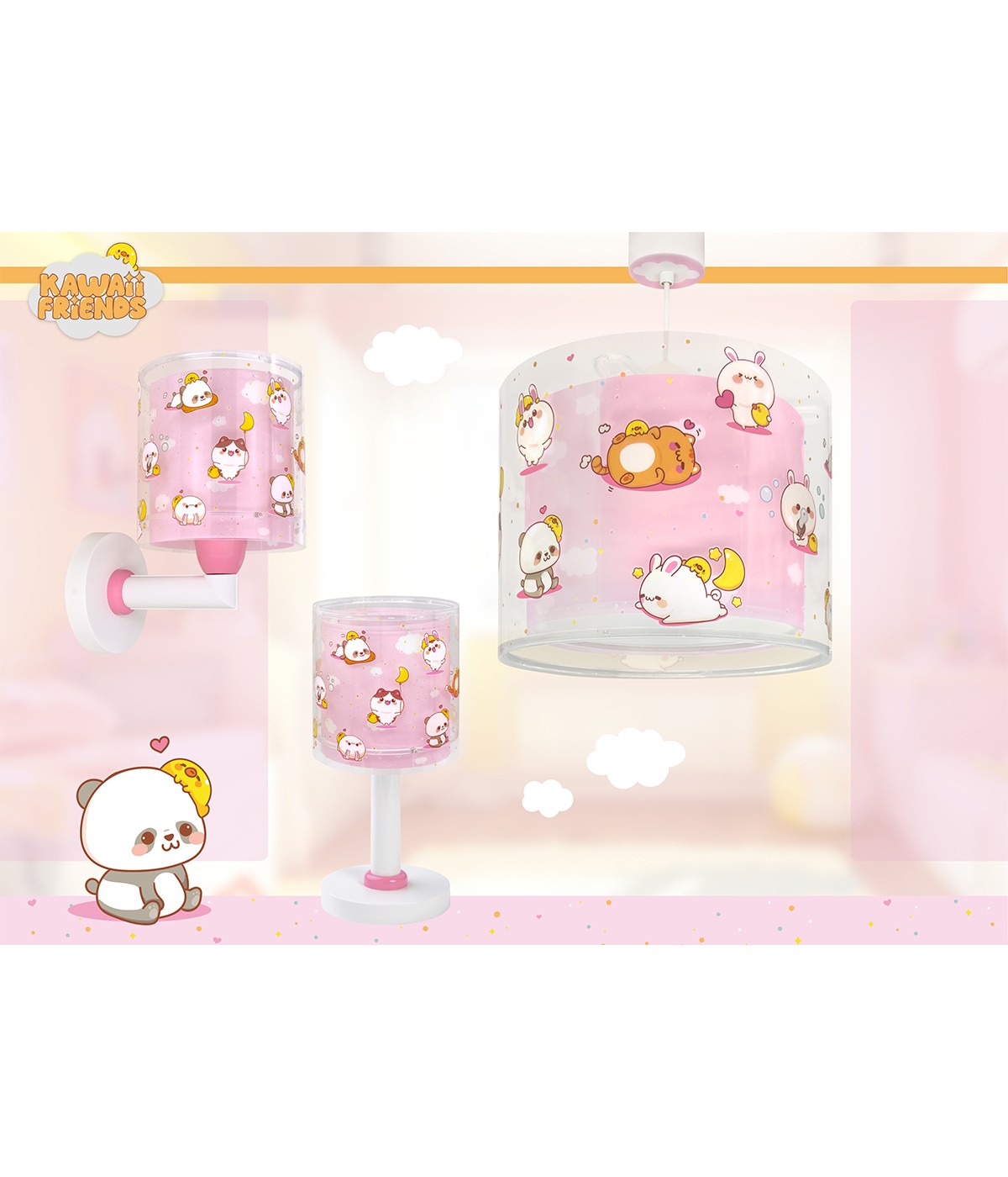 Kinderzimmer Deckenleuchte Kawaii Friends Rosa Tiere