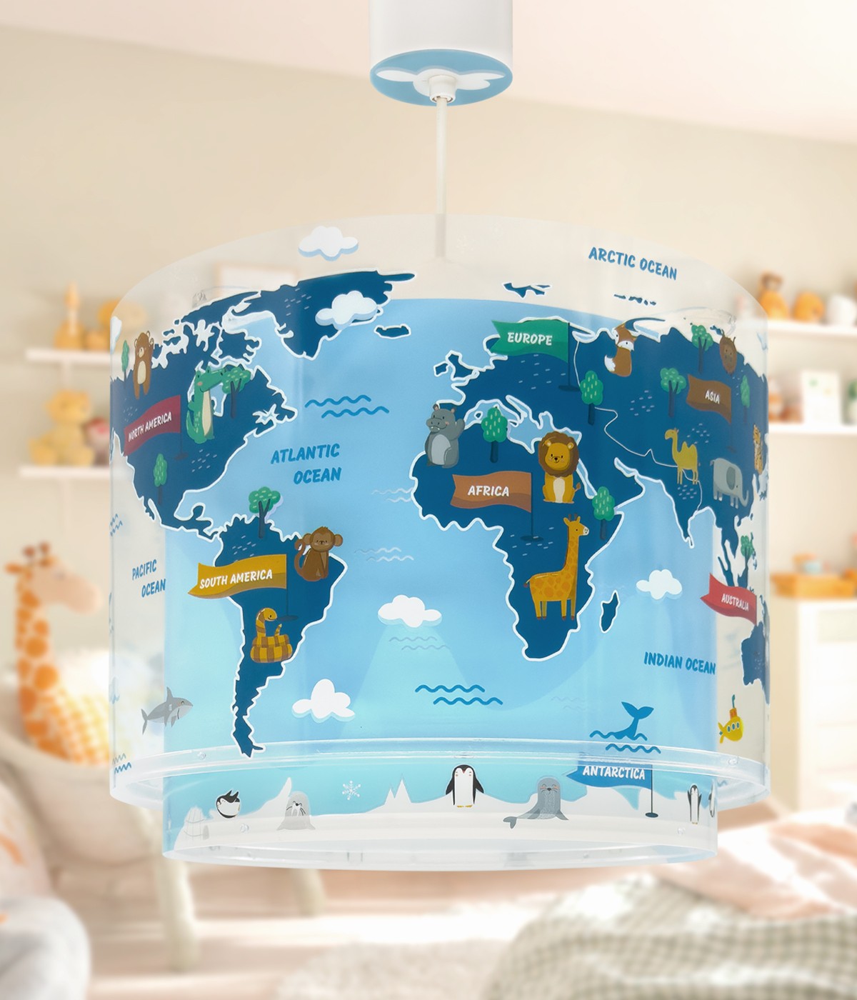 Kinderzimmer Deckenleuchte Kids World – Kleine Weltentdecker