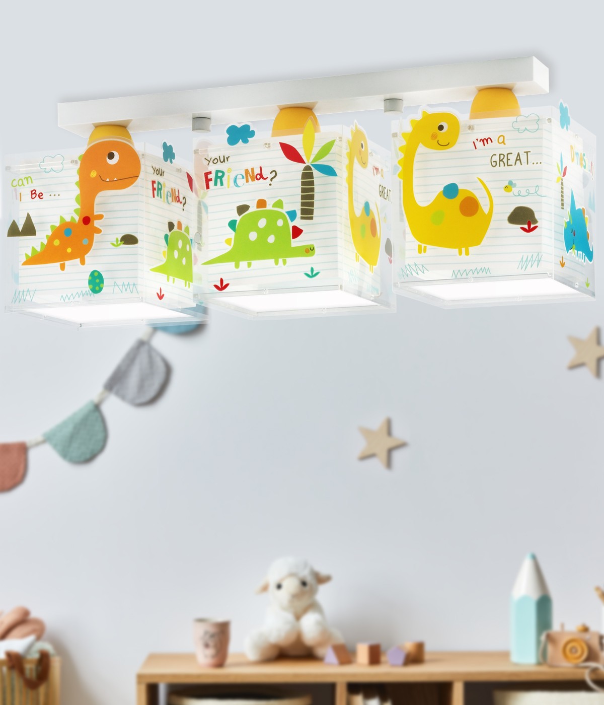 Kinder-Deckenleuchte Baby Dinos | Dinosaurier 3-flammig