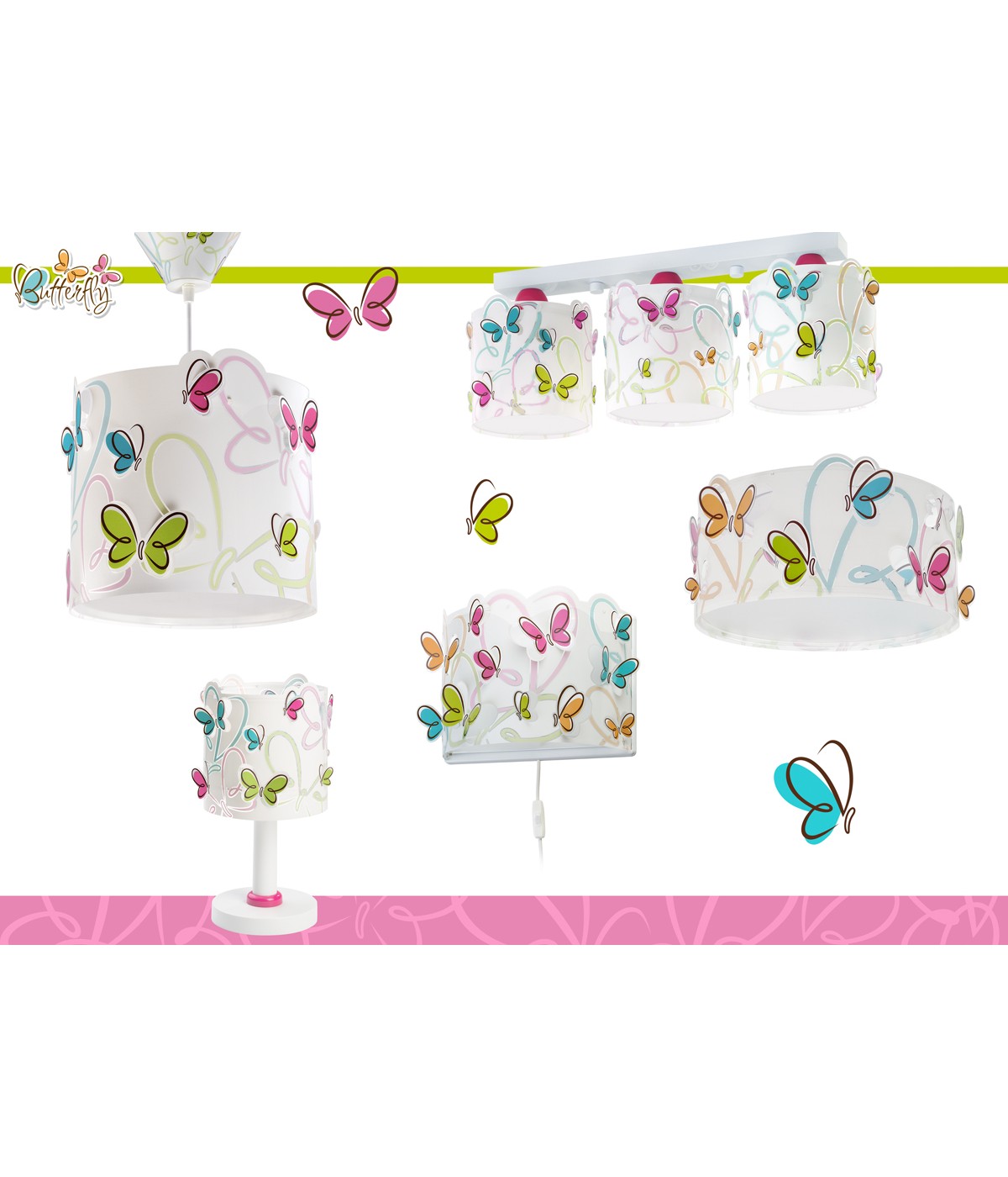 Kinder-Deckenleuchte Butterfly | Schmetterlinge 3-flammig
