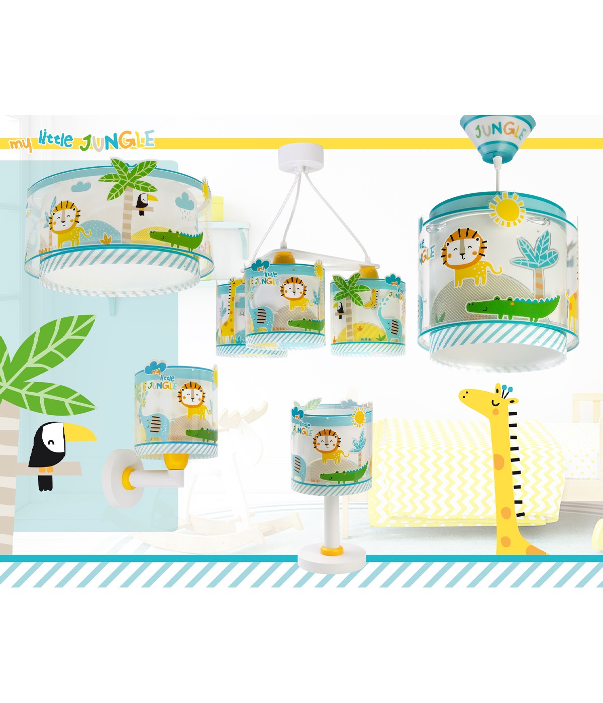 Deckenleuchte Little Jungle – Dschungeltiere