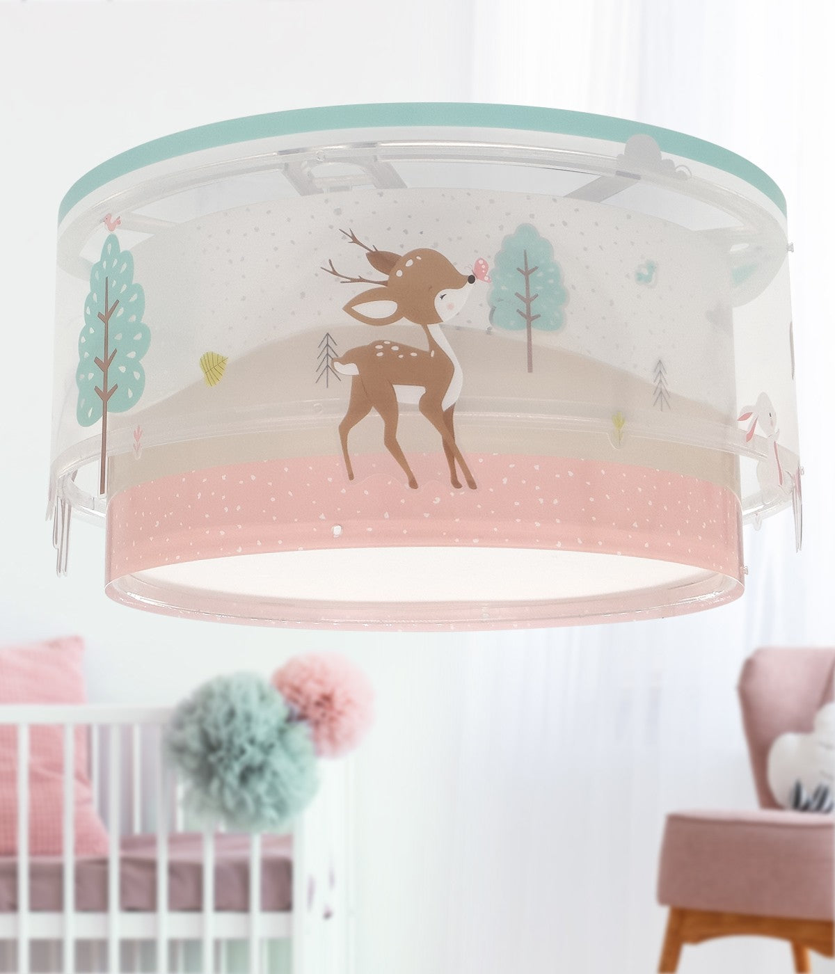 Kinderzimmer Deckenleuchte Loving Deer – Hirsch Rosa