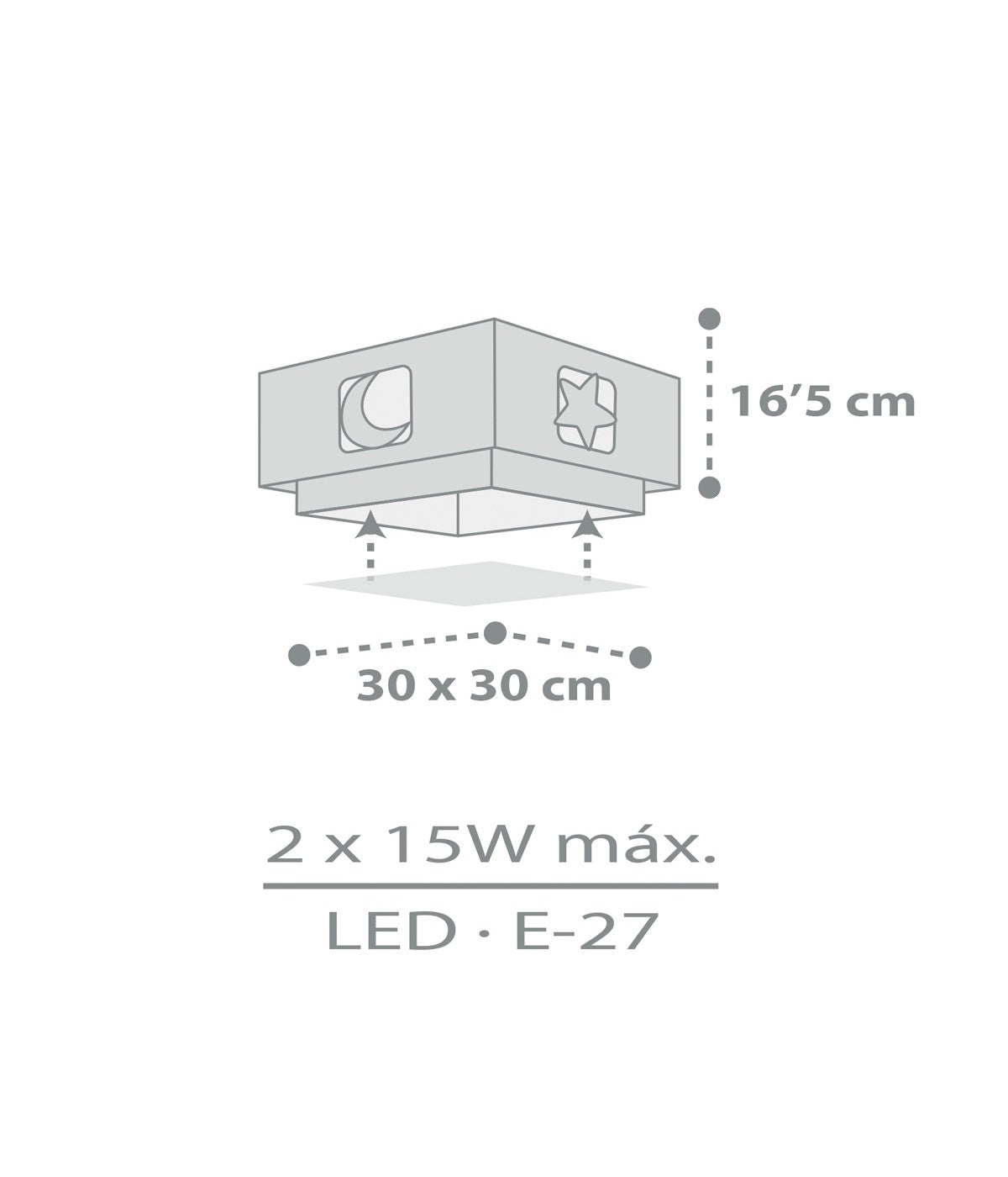 Kinderzimmer Deckenleuchte Moonlight – Mond & Sterne Grau