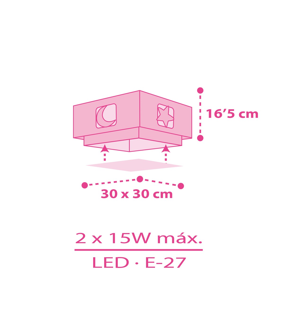 Kinderzimmer Deckenleuchte Moonlight – Mond & Sterne Rosa
